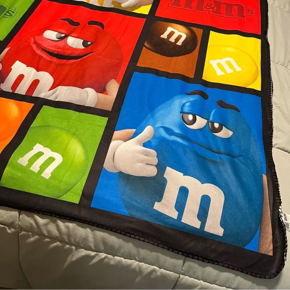 M&Ms Fleece Throw Blanket 62X48 Soft Thin Chocolate Candy Color Block